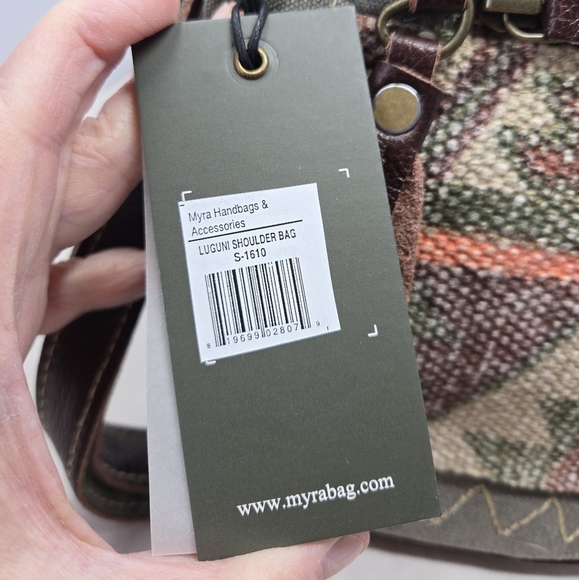 Myra Lugini Shoulder Bag Rixh Canvas & Leather Trim Adj. Strap Rustic Cowgirl - Picture 8 of 15